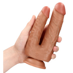 Real Rock Double Gode Double Trouble 15 x 4.5cm Marron